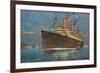 Ocean Liner Coming into Port-null-Framed Art Print