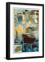 Ocean Liner Departing from New York-null-Framed Giclee Print