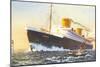 Ocean Liner Europa with Tugboat-null-Mounted Art Print