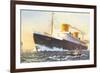 Ocean Liner Europa with Tugboat-null-Framed Premium Giclee Print