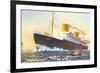 Ocean Liner Europa with Tugboat-null-Framed Premium Giclee Print