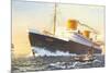 Ocean Liner Europa with Tugboat-null-Mounted Premium Giclee Print