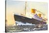 Ocean Liner Europa with Tugboat-null-Stretched Canvas