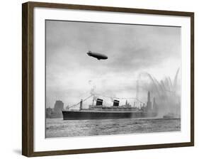 Ocean Liner the SS America Sailing into New York Harbor-null-Framed Photographic Print