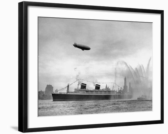 Ocean Liner the SS America Sailing into New York Harbor-null-Framed Photographic Print