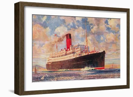 Ocean Liner with Clouds-null-Framed Art Print