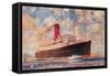 Ocean Liner with Clouds-null-Framed Stretched Canvas