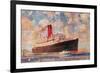 Ocean Liner with Clouds-null-Framed Premium Giclee Print