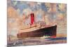 Ocean Liner with Clouds-null-Mounted Premium Giclee Print