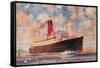 Ocean Liner with Clouds-null-Framed Stretched Canvas