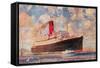 Ocean Liner with Clouds-null-Framed Stretched Canvas