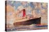 Ocean Liner with Clouds-null-Stretched Canvas