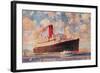 Ocean Liner with Clouds-null-Framed Art Print