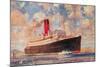 Ocean Liner with Clouds-null-Mounted Art Print