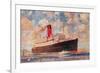 Ocean Liner with Clouds-null-Framed Art Print