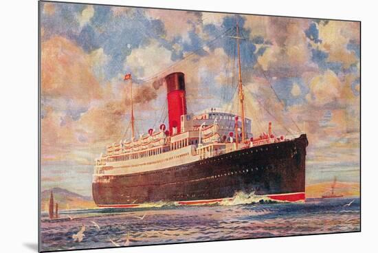 Ocean Liner with Clouds-null-Mounted Art Print