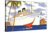 Ocean Liner with Sailboat-null-Stretched Canvas