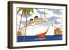 Ocean Liner with Sailboat-null-Framed Art Print