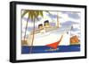 Ocean Liner with Sailboat-null-Framed Art Print