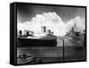 Ocean Liners in New York Port-null-Framed Stretched Canvas