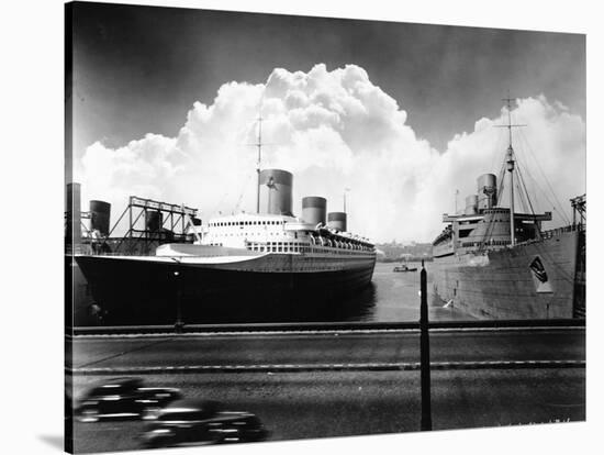 Ocean Liners in New York Port-null-Stretched Canvas