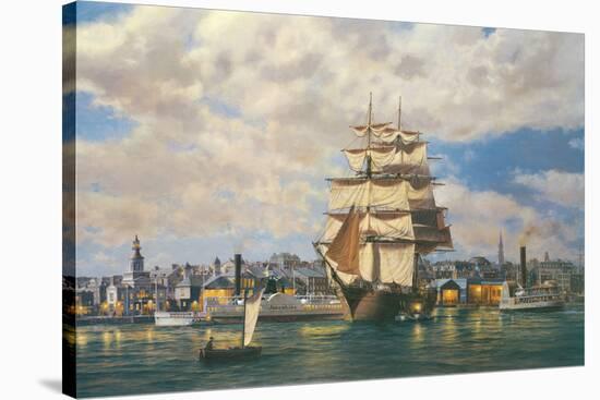 'Ocean Monarch' leaving New York-Roy Cross-Stretched Canvas