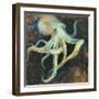 Ocean Octopus on Black-Danhui Nai-Framed Art Print