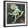 Ocean Octopus on Black-Danhui Nai-Framed Art Print