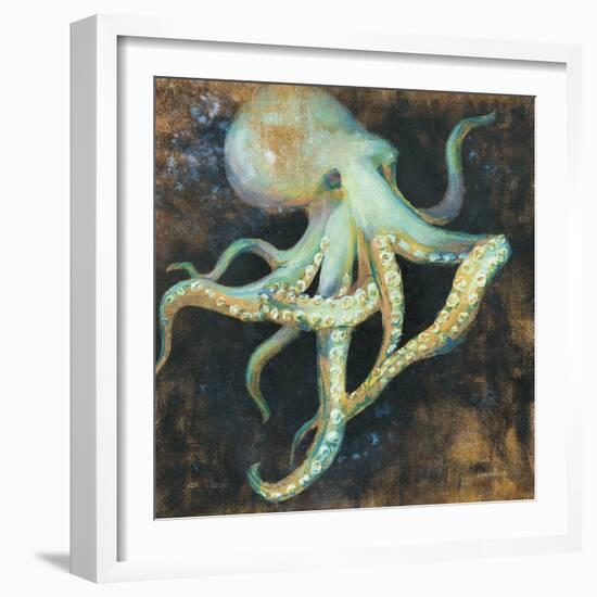 Ocean Octopus on Black-Danhui Nai-Framed Art Print