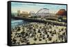 Ocean Park, California - View of Lick's Dome Pier-Lantern Press-Framed Stretched Canvas