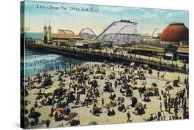 Ocean Park, California - View of Lick's Dome Pier-Lantern Press-Stretched Canvas