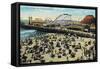 Ocean Park, California - View of Lick's Dome Pier-Lantern Press-Framed Stretched Canvas