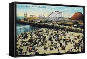 Ocean Park, California - View of Lick's Dome Pier-Lantern Press-Framed Stretched Canvas