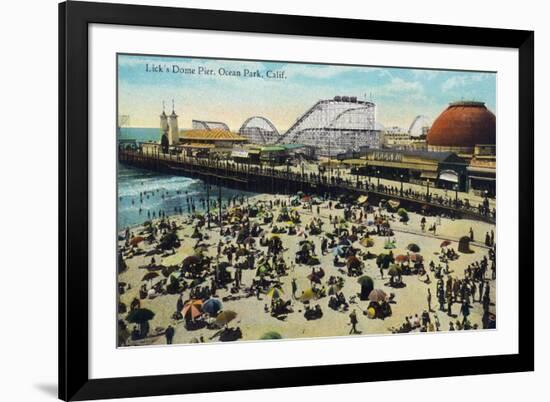 Ocean Park, California - View of Lick's Dome Pier-Lantern Press-Framed Art Print