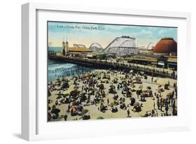 Ocean Park, California - View of Lick's Dome Pier-Lantern Press-Framed Art Print