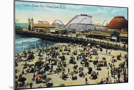 Ocean Park, California - View of Lick's Dome Pier-Lantern Press-Mounted Art Print