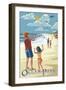 Ocean Park, Maine - Kite Flyers-Lantern Press-Framed Art Print