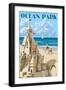 Ocean Park, Maine - Sand Castle-Lantern Press-Framed Art Print