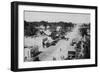 Ocean Park, WA - View of Beach, Old Cars, & People Photograph-Lantern Press-Framed Art Print