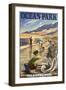 Ocean Park, Washington - Clam Diggers-Lantern Press-Framed Art Print