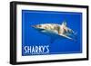 Ocean Shores, Washington - Great White Shark-Lantern Press-Framed Art Print