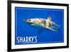 Ocean Shores, Washington - Great White Shark-Lantern Press-Framed Premium Giclee Print