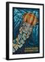 Ocean Shores, Washington - Jellyfish Mosaic-Lantern Press-Framed Art Print