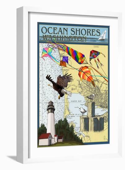 Ocean Shores, Washington - Nautical Chart-Lantern Press-Framed Art Print