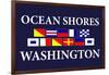 Ocean Shores, Washington - Nautical Flags-Lantern Press-Framed Art Print