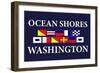 Ocean Shores, Washington - Nautical Flags-Lantern Press-Framed Art Print