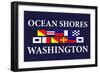 Ocean Shores, Washington - Nautical Flags-Lantern Press-Framed Art Print