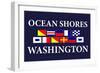 Ocean Shores, Washington - Nautical Flags-Lantern Press-Framed Art Print