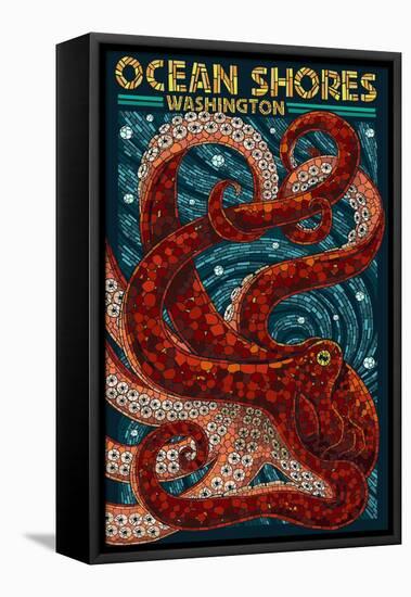 Ocean Shores, Washington - Octopus Mosaic-Lantern Press-Framed Stretched Canvas