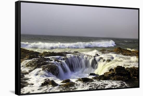 Ocean Storm along Cape Perpetua, Oregon Coast-Craig Tuttle-Framed Stretched Canvas